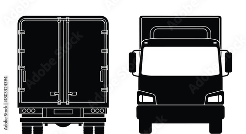 Modern delivery truck front and rear views for logistics and transport
