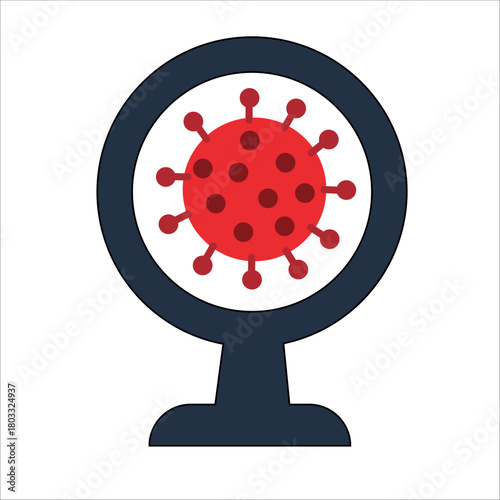 Virus Under Microscope Icon Medical Research and Disease Illustration