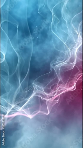 Ethereal abstract futuristic background with serene blue and purple smoke. mysterious light wave flows in magical, glowing, soft pattern