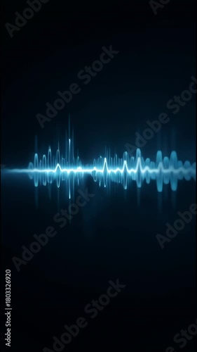Abstract glowing blue neon sound wave and audio waveform light. Dynamic digital frequency technology representing futuristic music and voice display