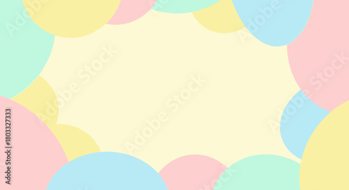 Soft pastel colored circles frame a cheerful blank space, perfect for gentle designs, invitations, or a cute background for various creative projects and presentations with copy space