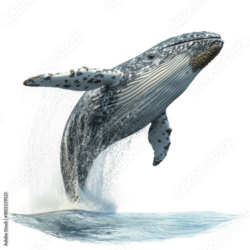 Humpback whale breaching in dramatic jump
