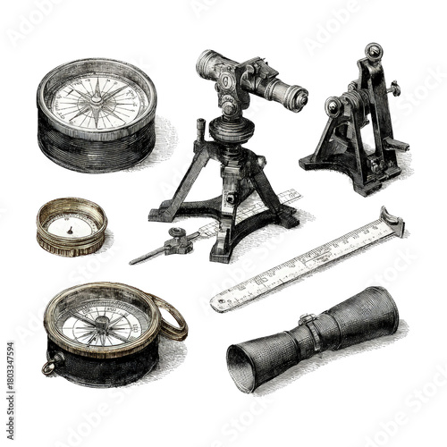 Vintage Surveying Instruments and Compasses