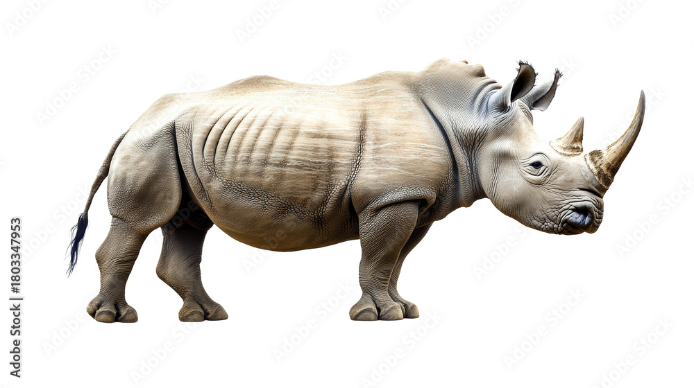 Fototapeta premium Rhino standing angled toward camera 