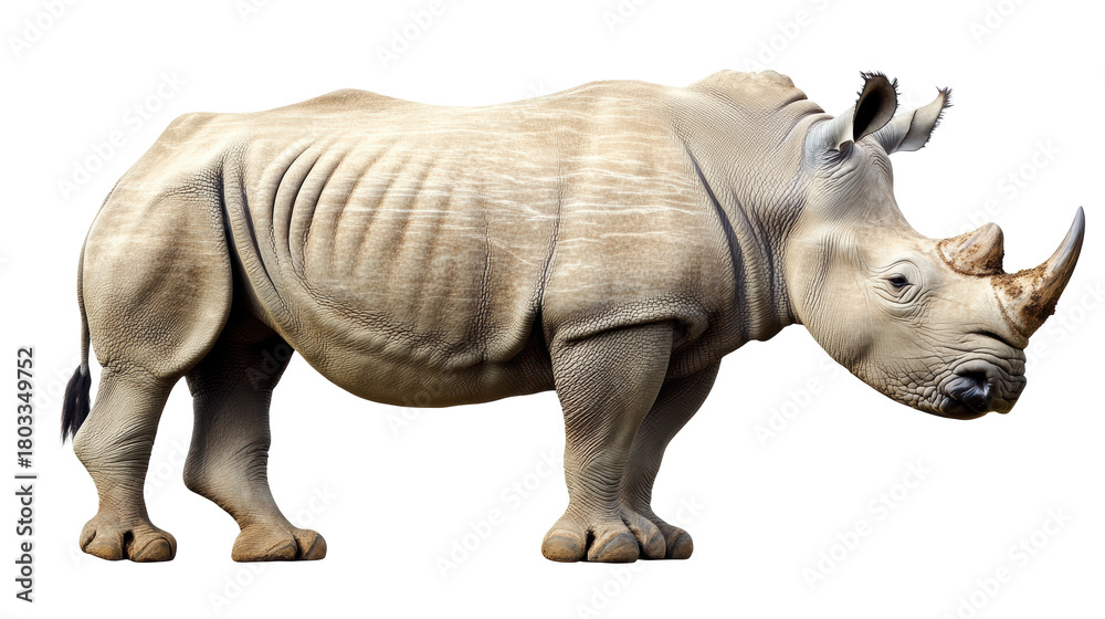 Fototapeta premium Side profile of a standing rhino 