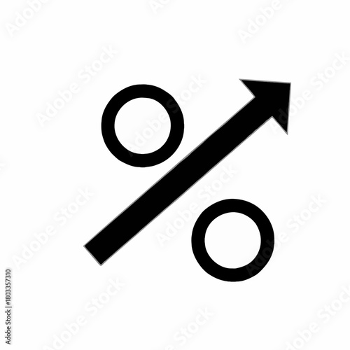 A graphic depiction of a percentage symbol with an arrow indicating an upward trend in black color scheme