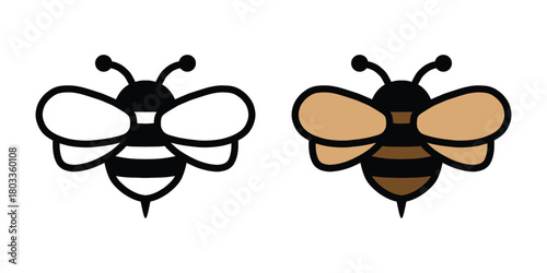Cartoon Bee Vector Set. Flat Cartoon Vector Design