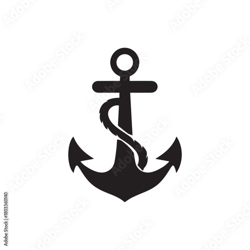 Anchor maritime sea  black icon symbol boat pirate helm Nautical vector illustration design.