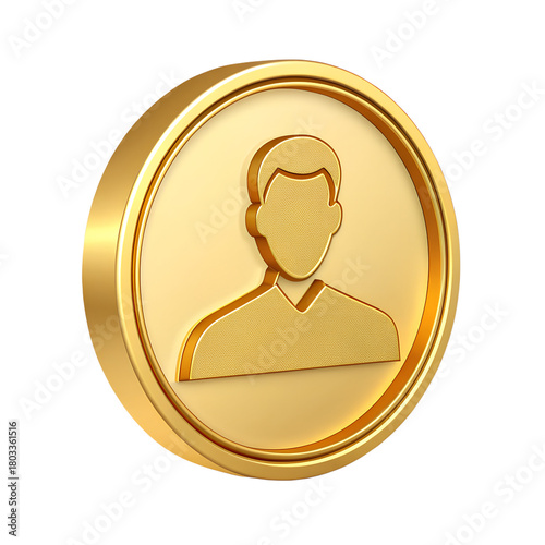 Golden user icon PNG isolated on transparent background, 3D rendering of a person symbol for social media and profile design (1)