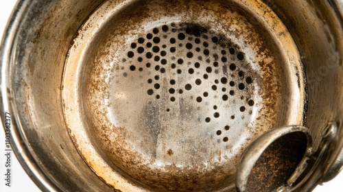 limescale. Interior of a metal kettle coated with thick white limescale deposits under side lighting. safety posters.