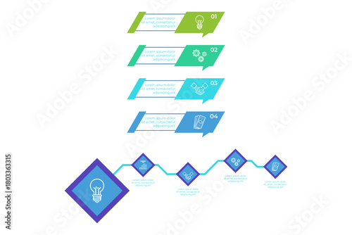 Infographic presenting set of four key strategies for enhancing communication skills. Each step including visual icons and brief descriptions to guide learning