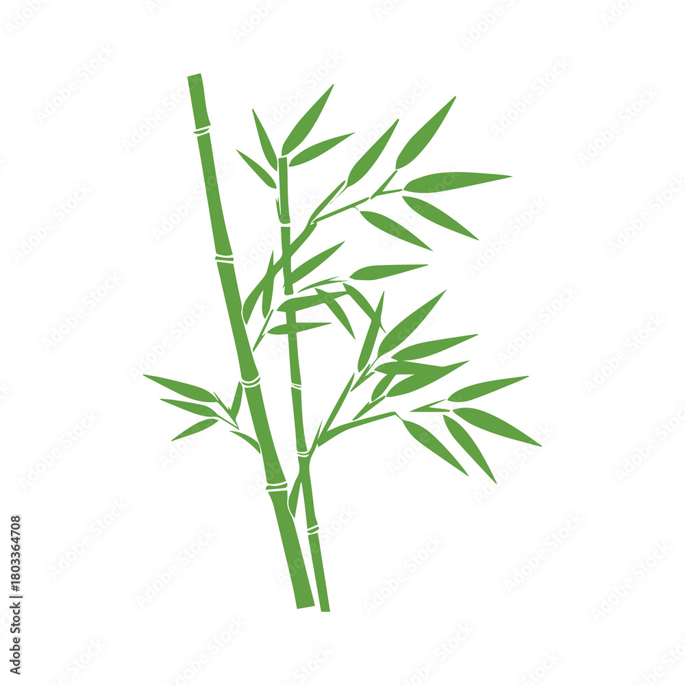 Fototapeta premium Bamboo leaves icon over white background, silhouette style, vector illustration