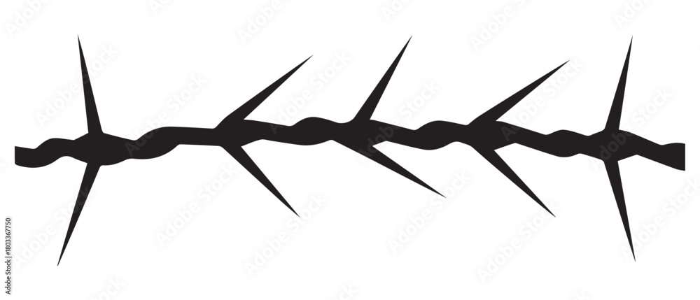 Fototapeta premium Barbed black vector camp protect danger design.
