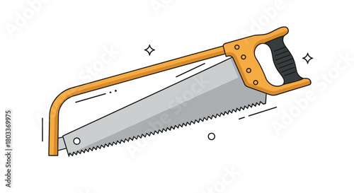 A hacksaw is a fine-toothed saw blade mounted in a sturdy frame typically used for cutting metal.