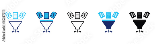 Filtering data icon pack in multiple styles