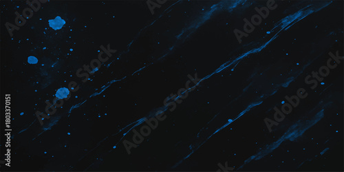 Abstract blue particles slowly glow and loop through the dark cosmic night sky
