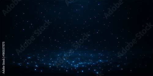 Starry night sky with stars in space and galaxy lights