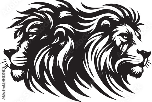 monochrome of head lion mascot