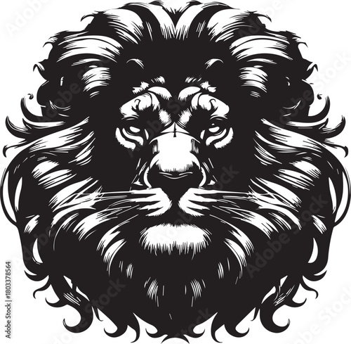 monochrome of head lion mascot