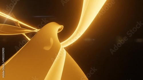 gold glowing lines flowing on dark background with lens flares