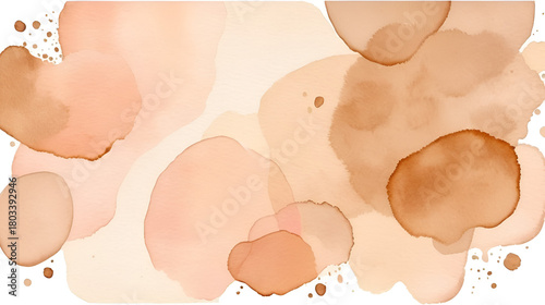 Rose beige, natural watercolor texture with stains and rounded, uneven edges. Pastel, light brown aquarelle template for banners, posters. Human skin, foundation color painted watercolour background.