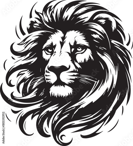 monochrome of head lion mascot