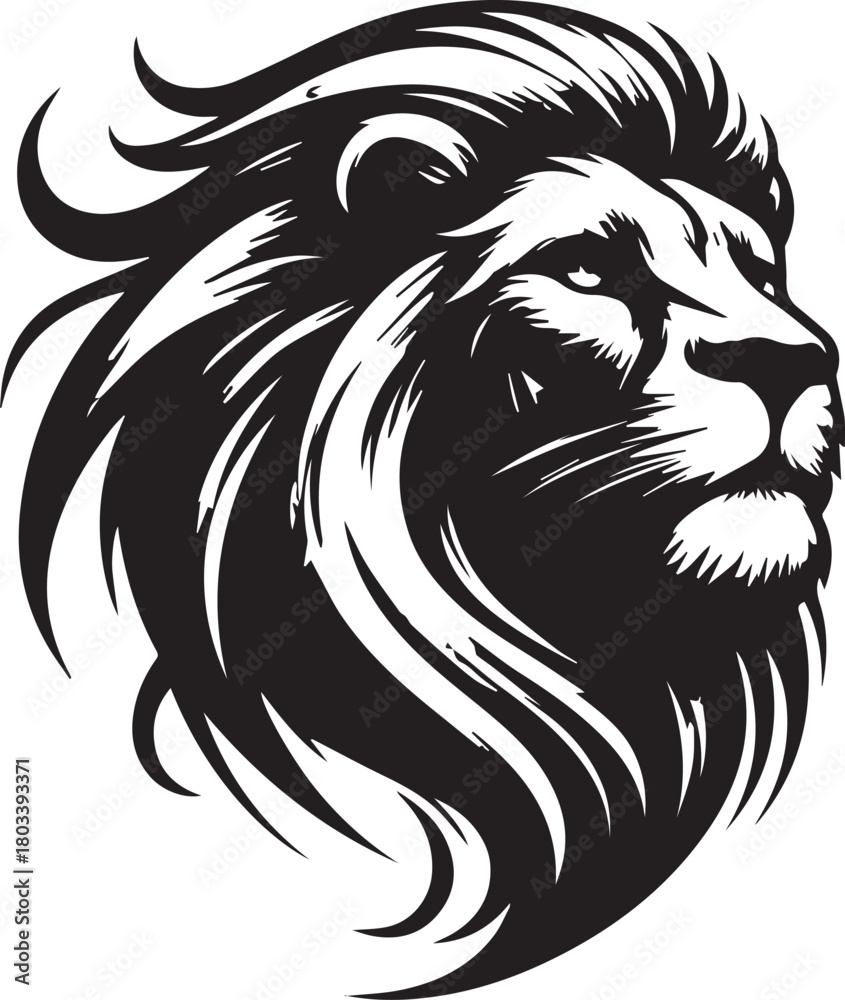 Fototapeta premium monochrome of head lion mascot
