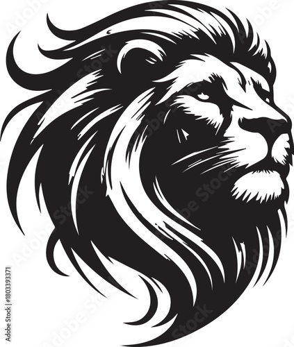 monochrome of head lion mascot