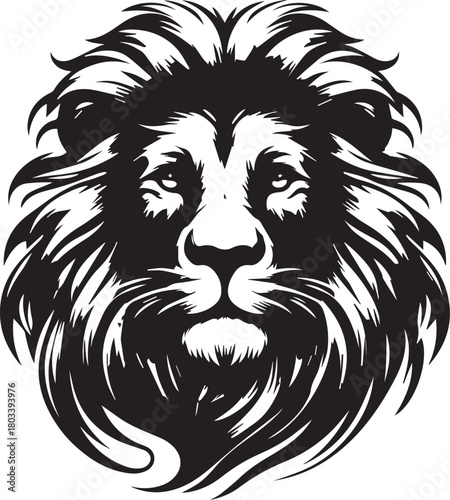 monochrome of head lion mascot