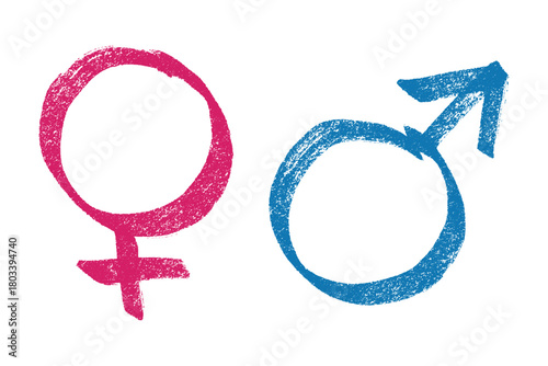 Hand drawn female and male gender identity sign Symbol used to represent sex and gender Single element for print, web, design, decor