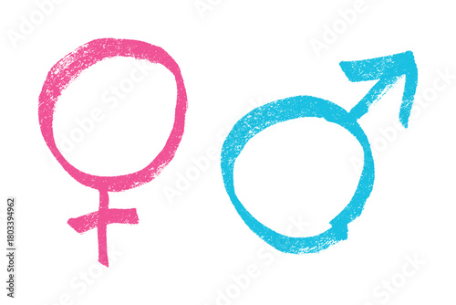Hand drawn female and male gender identity sign Symbol used to represent sex and gender Single element for print, web, design, decor