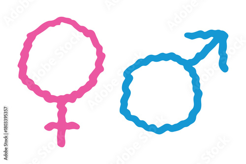 Hand drawn female and male gender identity sign Symbol used to represent sex and gender Single element for print, web, design, decor