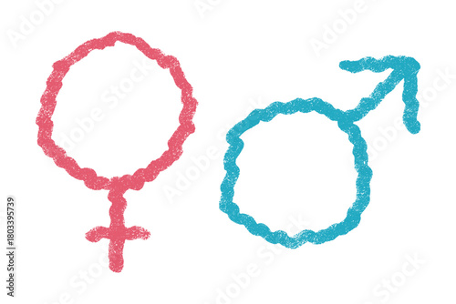 Hand drawn female and male gender identity sign Symbol used to represent sex and gender Single element for print, web, design, decor