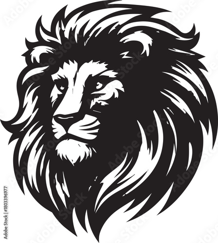 monochrome of head lion mascot