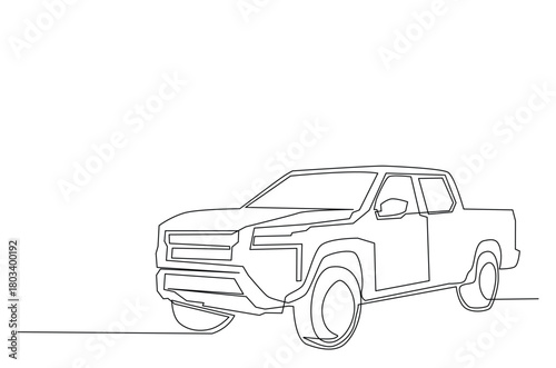 Old Pickup Truck in continuous one line drawing. Single line art illustration of Vintage Pick Up Truck. Editable vector.