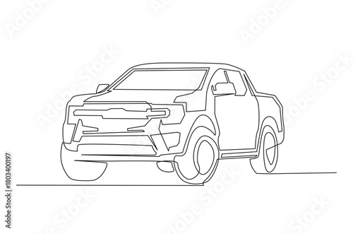 Old Pickup Truck in continuous one line drawing. Single line art illustration of Vintage Pick Up Truck. Editable vector.