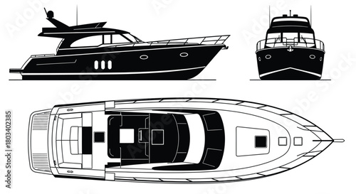 Detailed yacht blueprint for naval engineering and luxury lifestyle