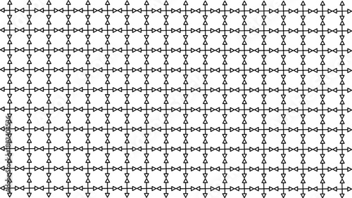 Wallpaper Mural Seamless Geometric Hourglass and Arrow Grid Pattern, Black and White Outline Background Torontodigital.ca