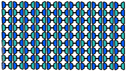 Wallpaper Mural Seamless Geometric Interlocking Chain Link Pattern, Vibrant Blue and Teal Dual Tone Torontodigital.ca