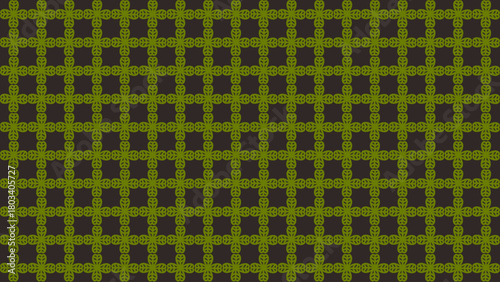 Seamless Geometric Quatrefoil Grid Pattern, Olive Green on Dark Brown Background