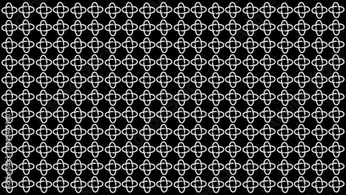 Wallpaper Mural Seamless Geometric Quatrefoil Outline Pattern, White on Black Background Torontodigital.ca
