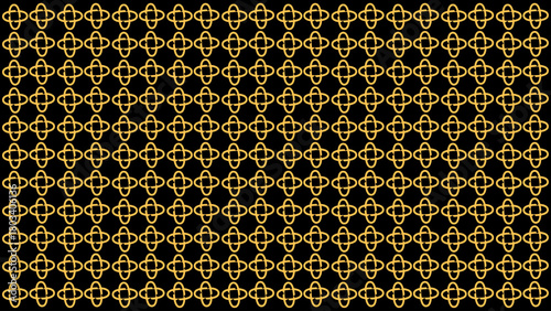 Wallpaper Mural Seamless Geometric Quatrefoil Pattern, Elegant Gold Outline on Black Background Torontodigital.ca
