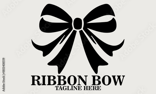 illustration vector simple black ribbon bow on a white background, elegant and classic. ribbon bow icon, ribbon bow logo design