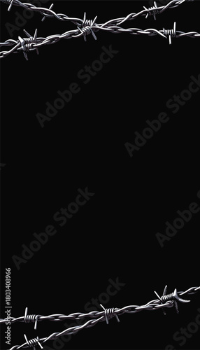 wire fence vector frame , wire fence texture background ,chain link fence with barbed wire