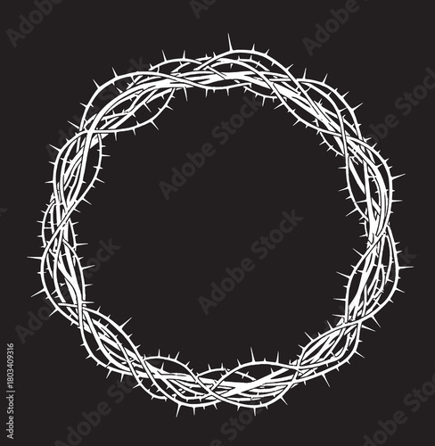 circular frame with thorny branches, horror frame grunge ghost frame horror halloween frame design