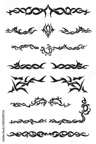 tribal tattoo vector, spike tribal border, tribal boundary line