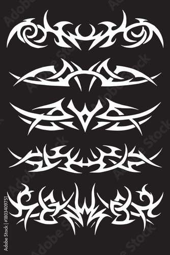 tribal tattoo vector, spike tribal border, tribal boundary line