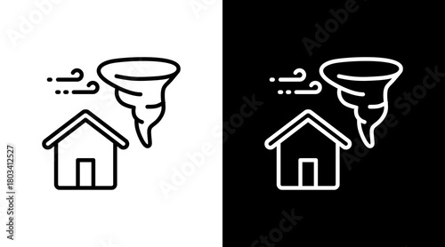 Tornado Shelter  White Icon Set Design