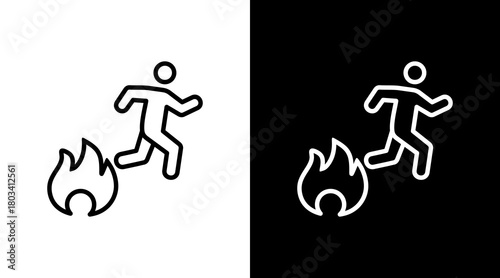 Fire Evacuation  White Icon Set Design