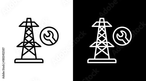 Power Grid Repair  White Icon Set Design